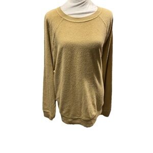 New Nwt Wonderly Yellow Tan Sweater Top Athleisure XL $54 Crewneck Autumn Fall